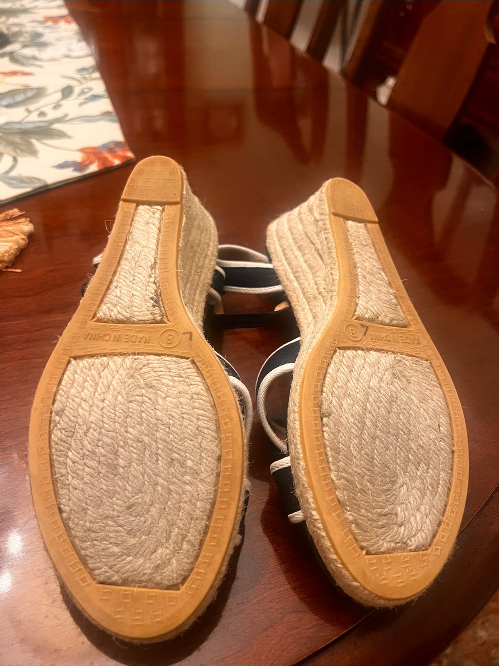 Talbots Lyndsay Crossover Espadrille Canvas Wedges Womens 8M Preppy Nautical - Picture 3 of 4